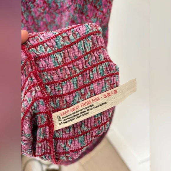 Free People Intimately Juniper Floral Mini Dress Smocked Bodycon Pink Sz Small - Picture 10 of 14